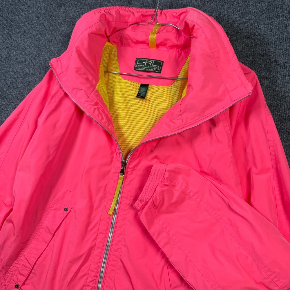 Lauren Active Ralph Lauren Windbreaker Women M Pink Neon Mesh Hooded Jacket